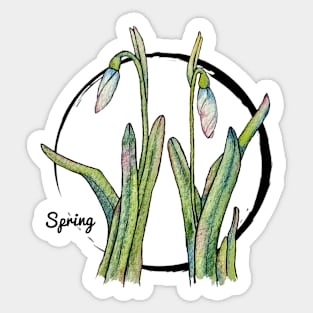 Snowdrops watercolor drawing Sticker